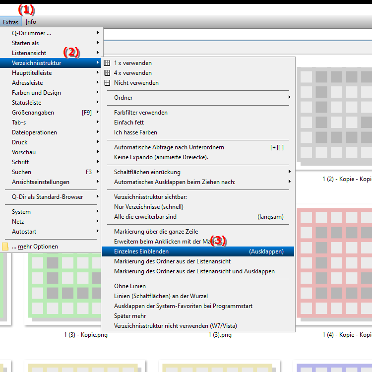Gibt es im Datei Explorer die Option, Ordner einzeln auszuklappen